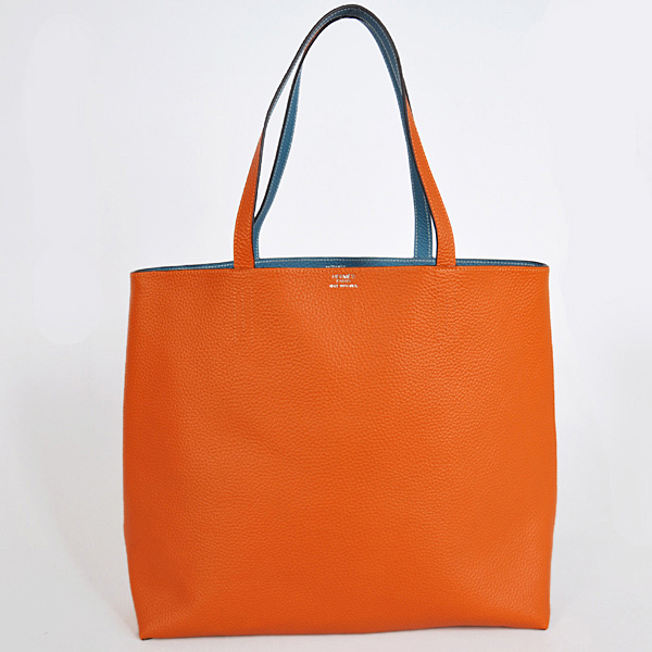 1988 Hermes shopping bag in pelle clemence a Orange / Medium Blue